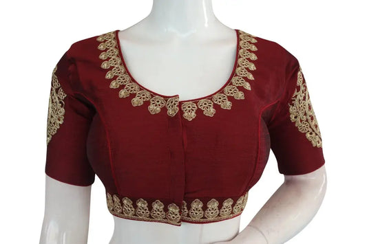 Wine Color Cut Work Designer Readymade Saree Blouses - D3blouses