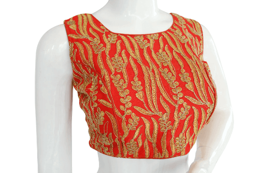 Red Color Designer Embroidered Readymade Blouse - D3blouses