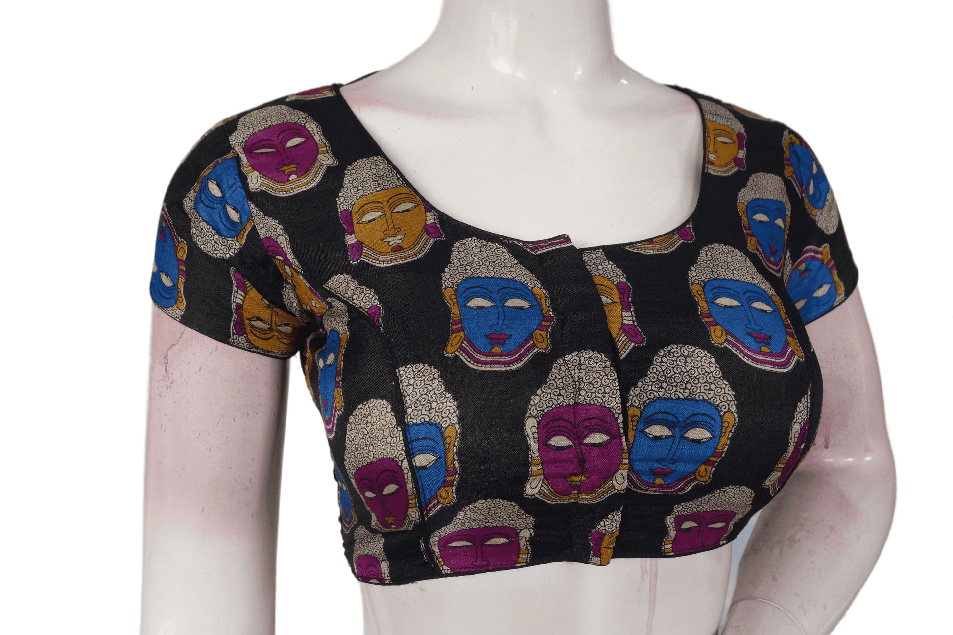 Black Color Printed silk Readymade saree blouse - D3blouses