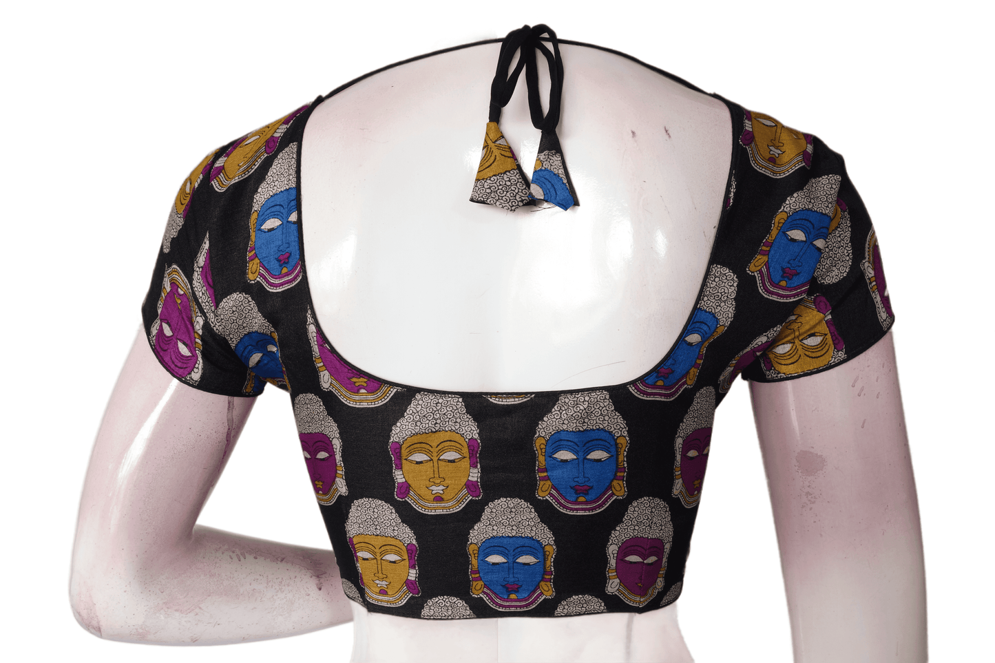 Black Color Printed silk Readymade saree blouse - D3blouses