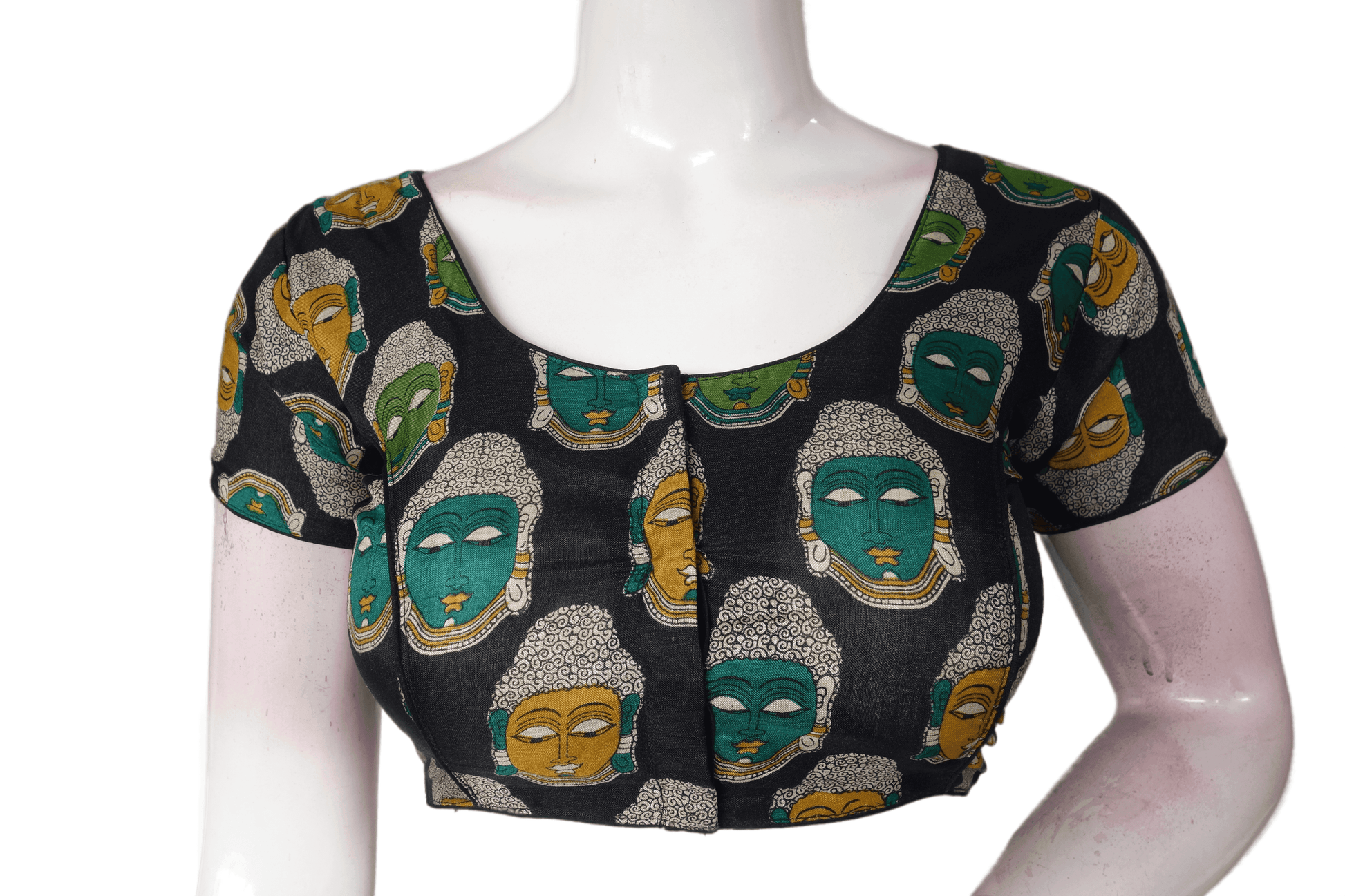 Black Color Printed silk Readymade saree blouse - D3blouses