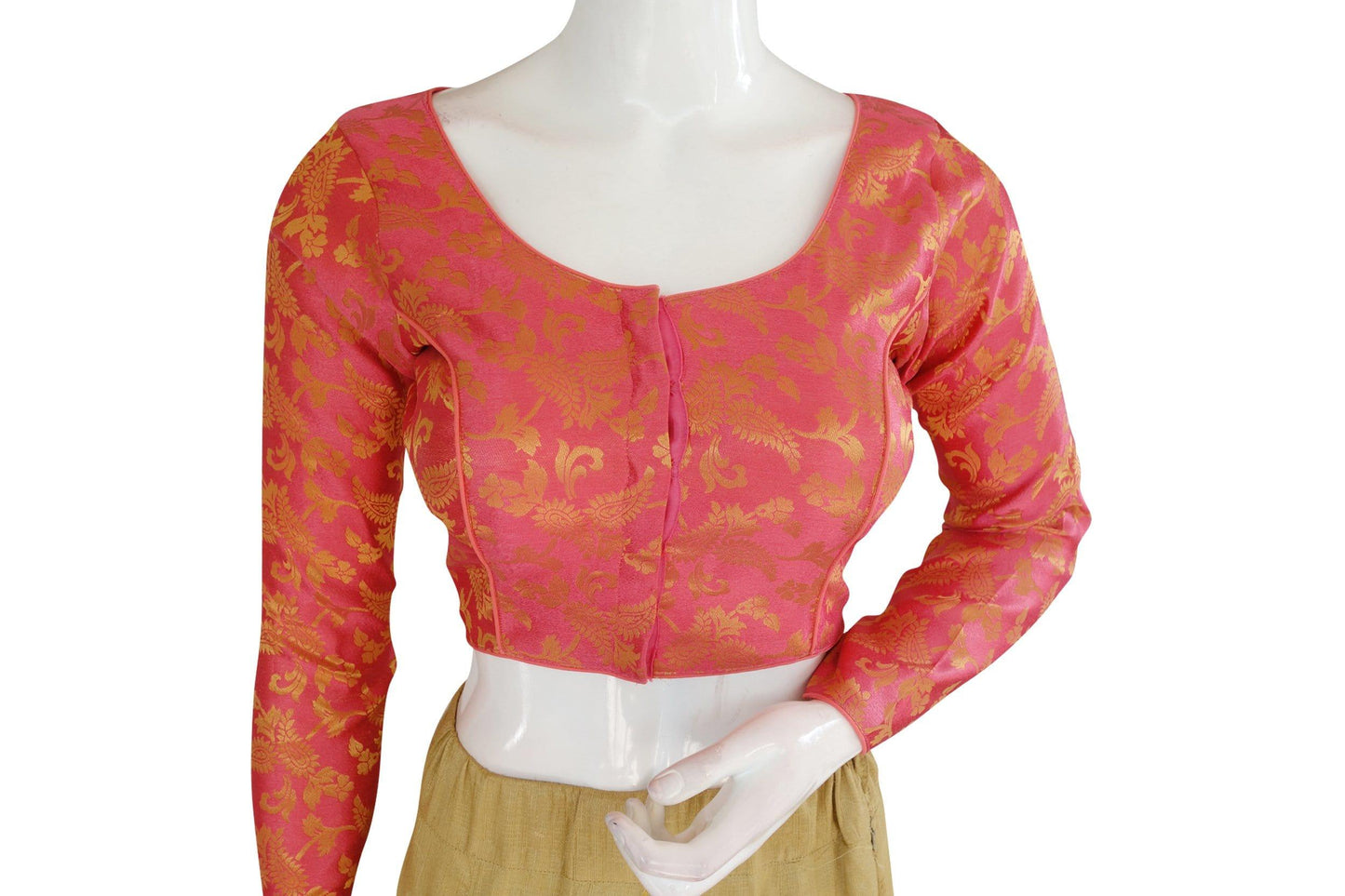 color brocade silk designer readymade blouse with full sleeves 2