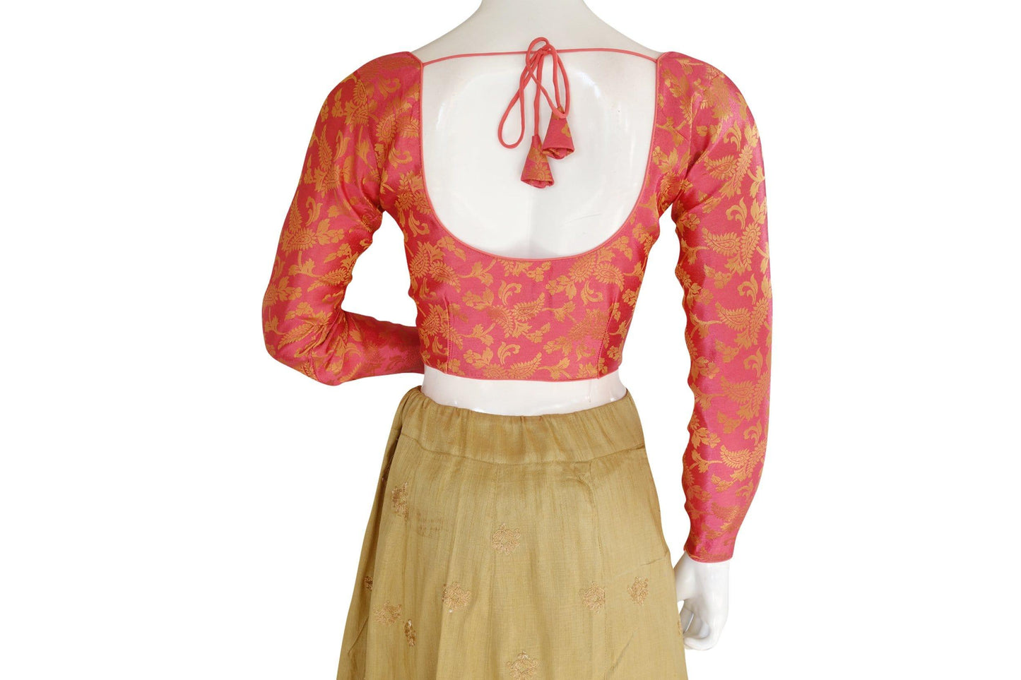 color brocade silk designer readymade blouse with full sleeves 2
