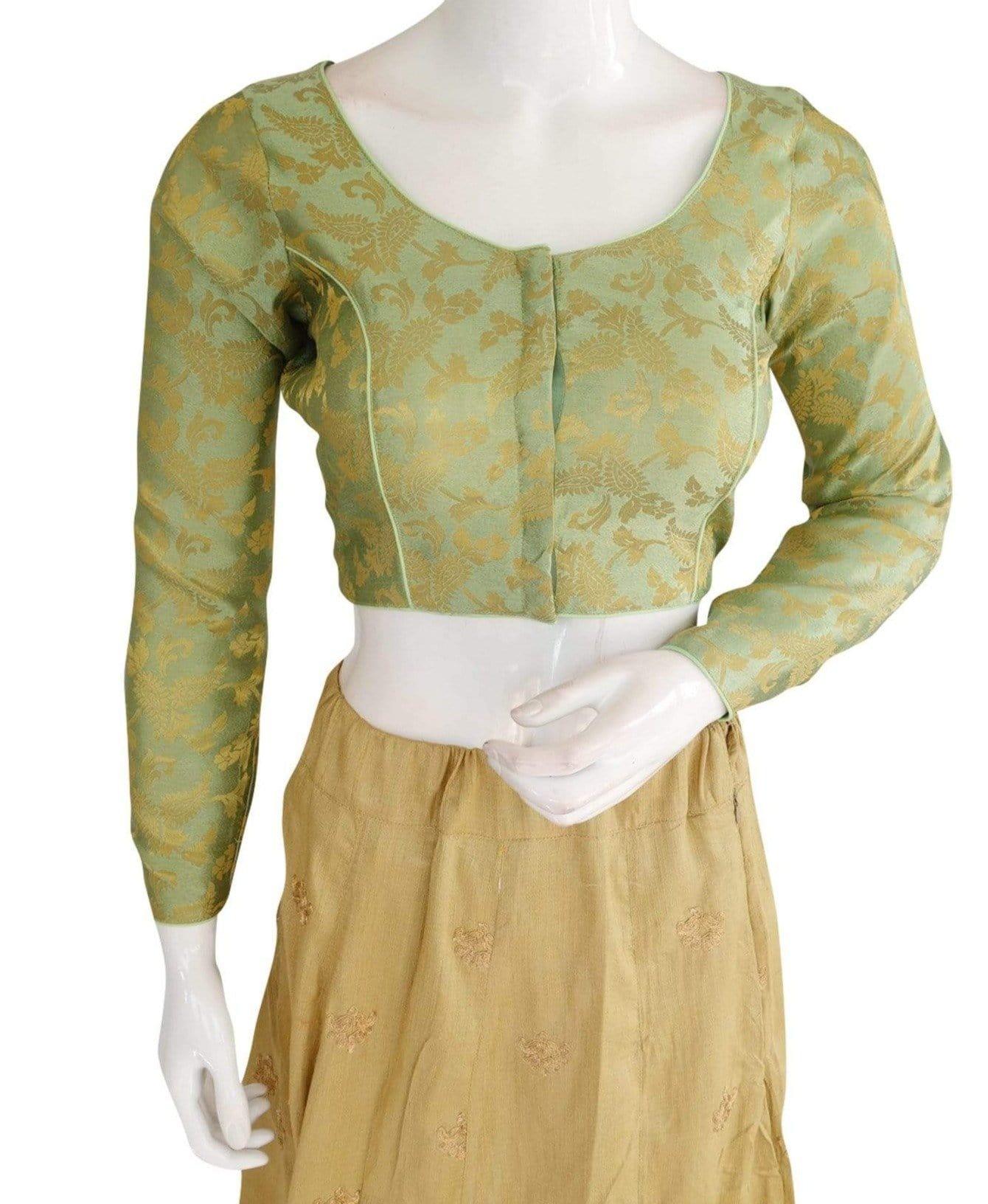 color brocade silk designer readymade blouse with full sleeves 4