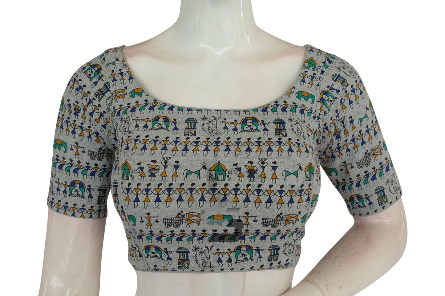 Grey Color Jute Cotton Readymade Designer Blouse - D3blouses