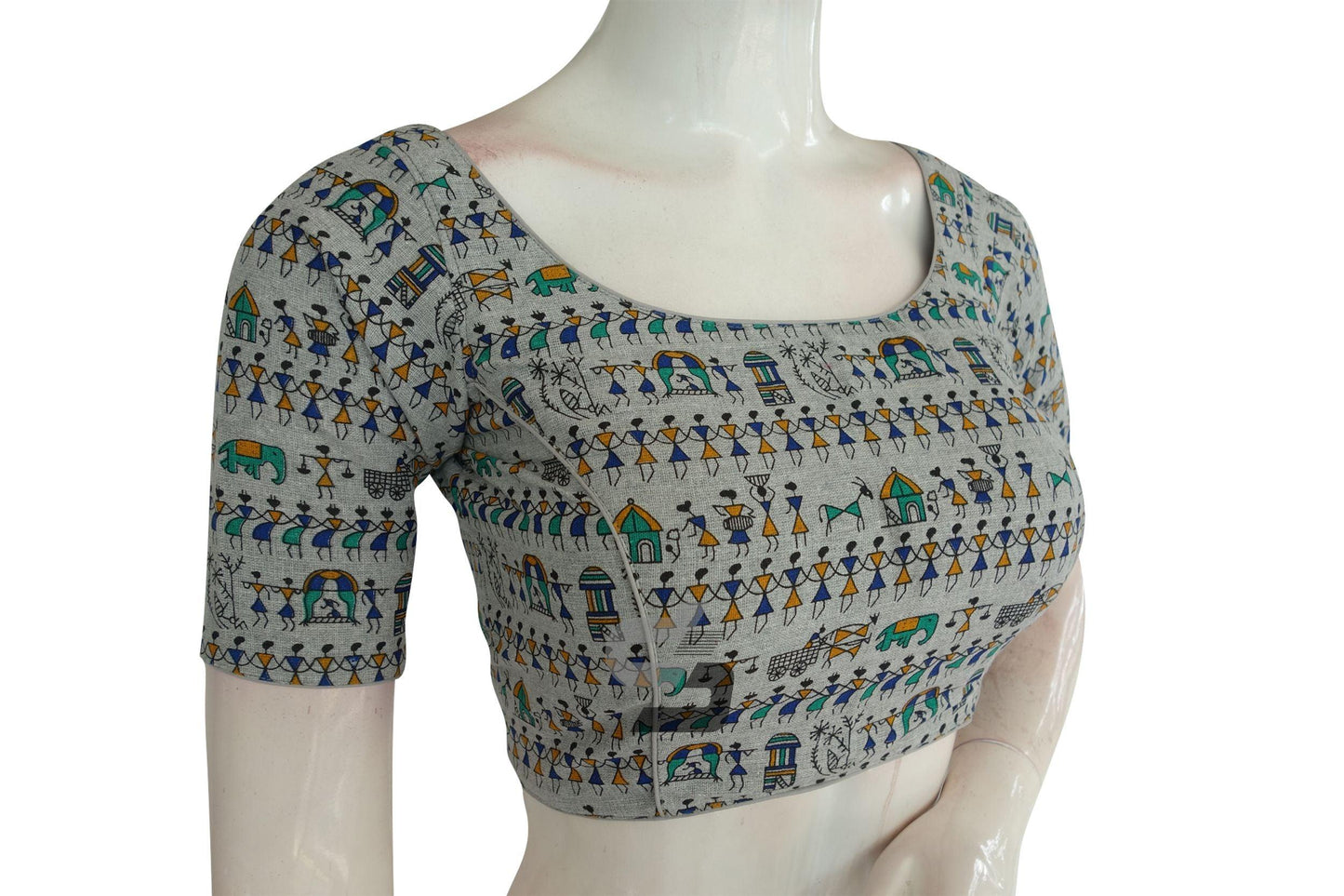 Grey Color Jute Cotton Readymade Designer Blouse - D3blouses