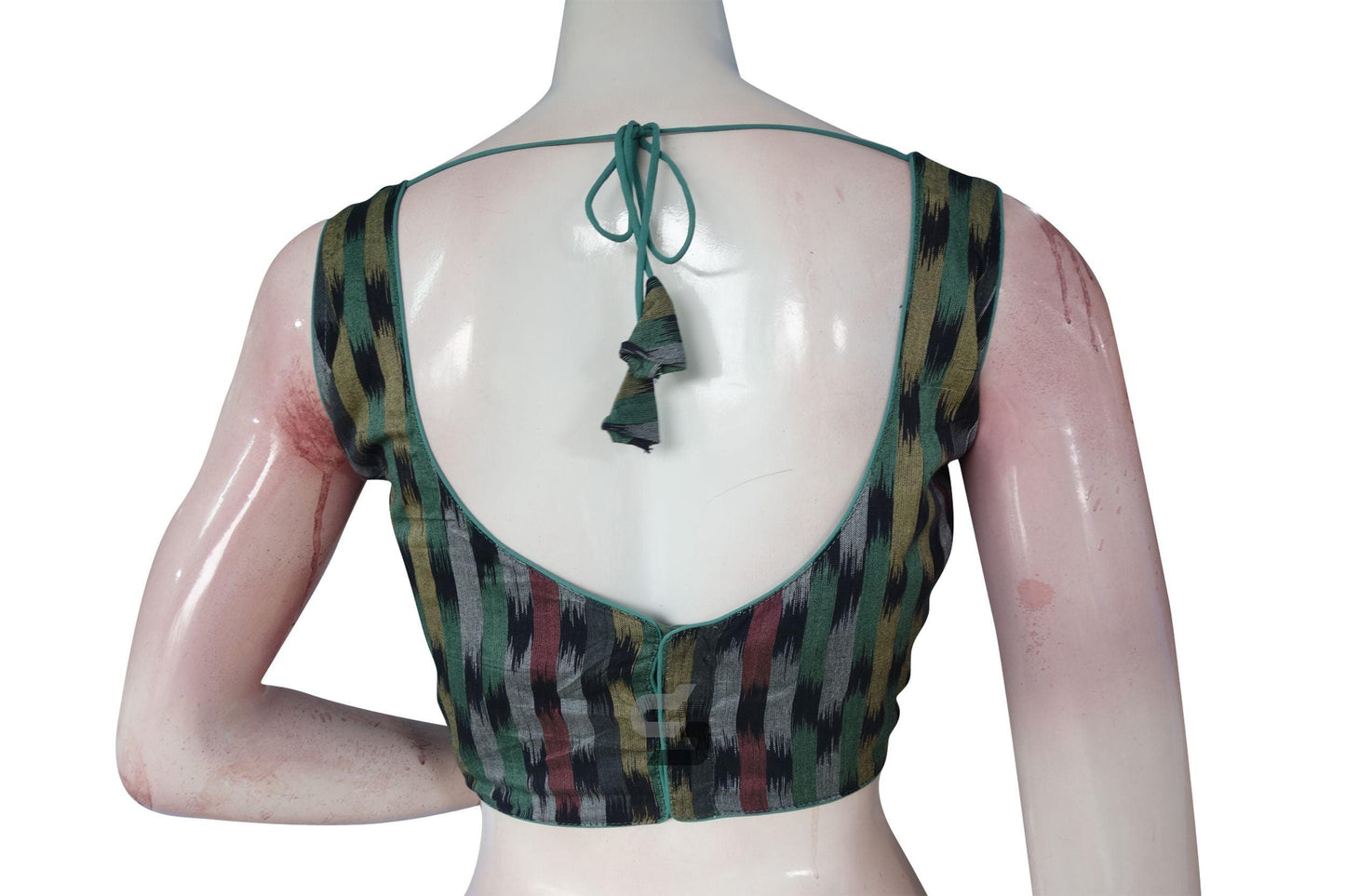 Black Multi Color Ikkat Designer Readymade Saree Blouse - D3blouses