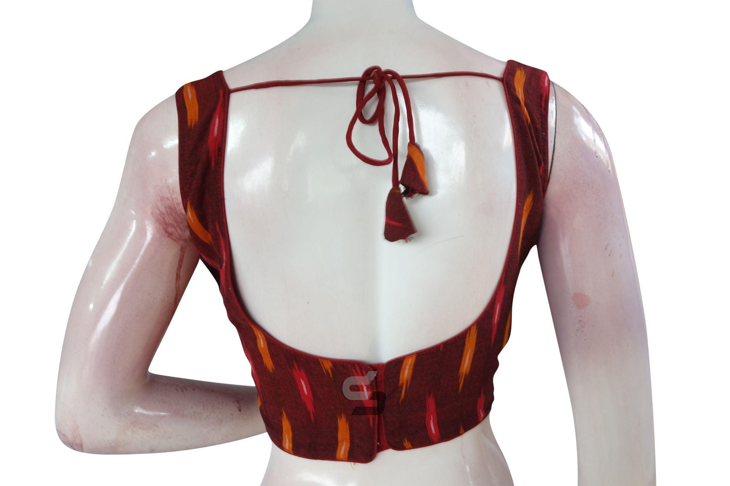 Maroon Color Ikkat Designer Readymade Saree Blouse - D3blouses