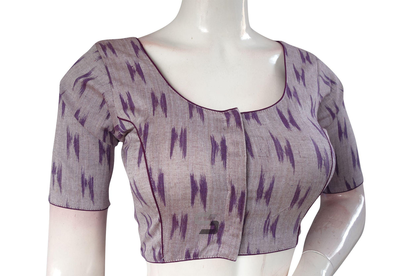 Purple Color Ikkat Cotton Readymade Saree Blouse - D3blouses