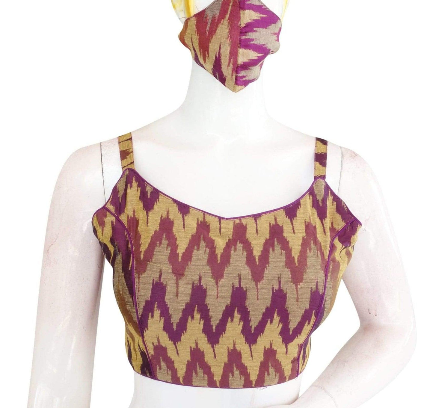 multi ikkat silk designer readymade silk with spaghetti strap 4