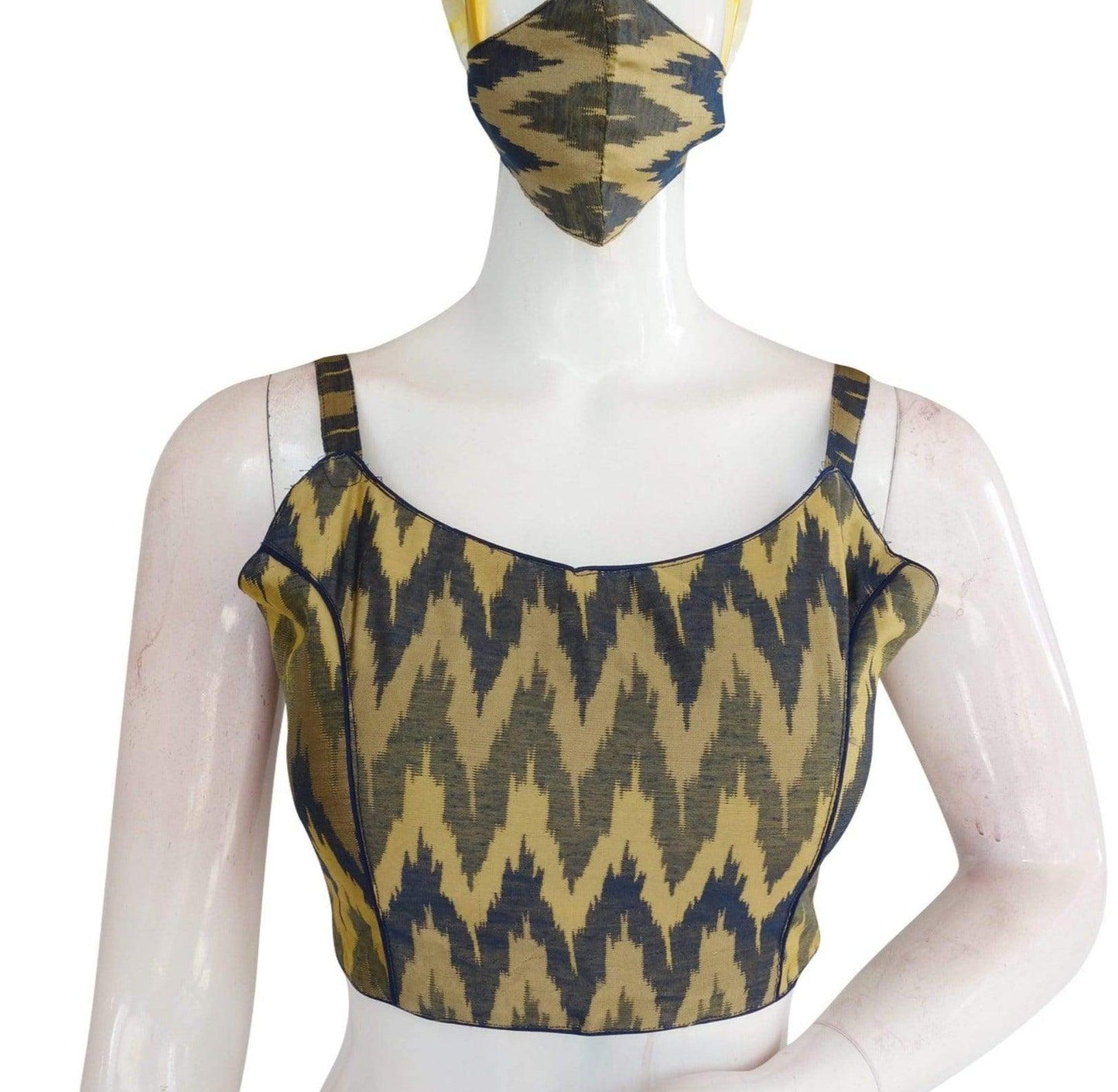 multi ikkat silk designer readymade silk with spaghetti strap 6