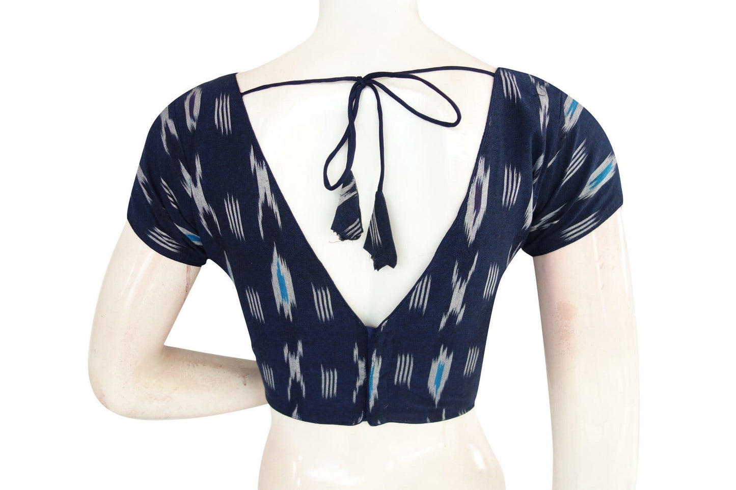 ikkat v neck designer readymade saree blouse 11