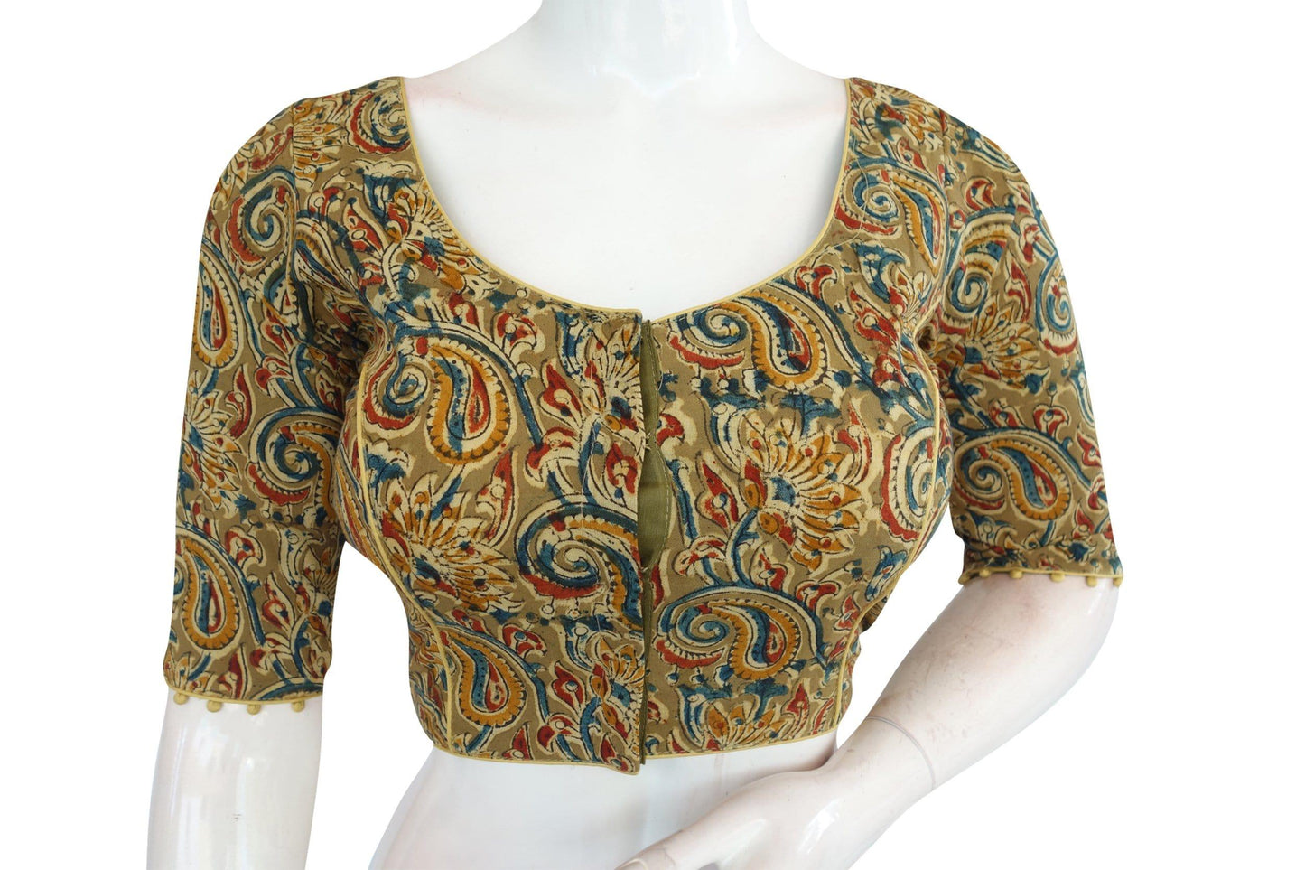 kalamkari readymade saree blouse with potli button 15