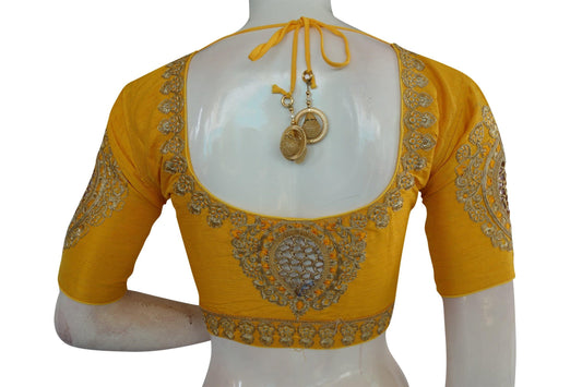 yellow color cut work designer readymade saree blouses