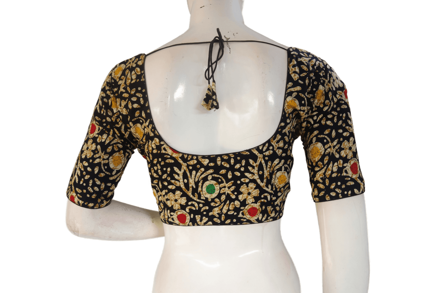 Black Color Cotton Printed Readymade Saree Blouse - D3blouses