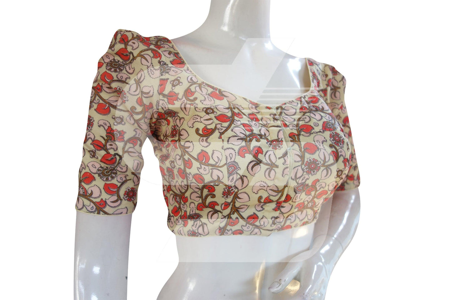 Pastel Yellow Color Cotton Designer Blouse With Retro Puff Sleeves - D3blouses