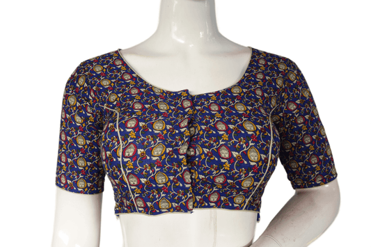 Blue Color Patola Print Cotton Readymade Saree Blouse - D3blouses