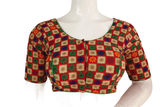 Beige Color Patola Print Cotton Readymade Saree Blouse - D3blouses