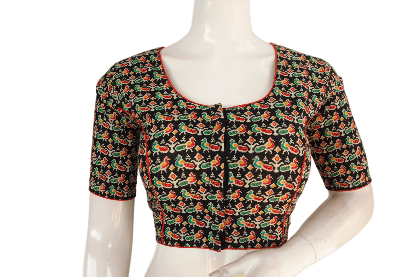 Black Color Patola Print Cotton Readymade Saree Blouse - D3blouses