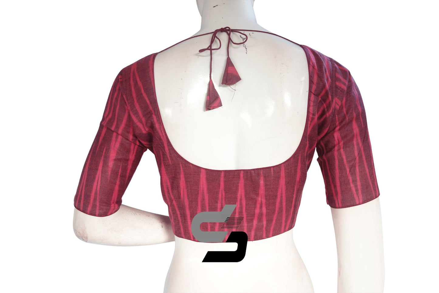 Wine Color Ikkat Cotton Readymade Blouse - D3blouses
