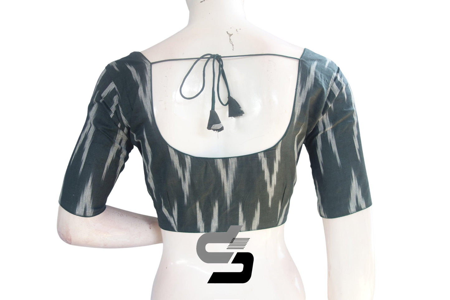 Dark Green Color Ikkat Cotton Readymade Blouse - D3blouses