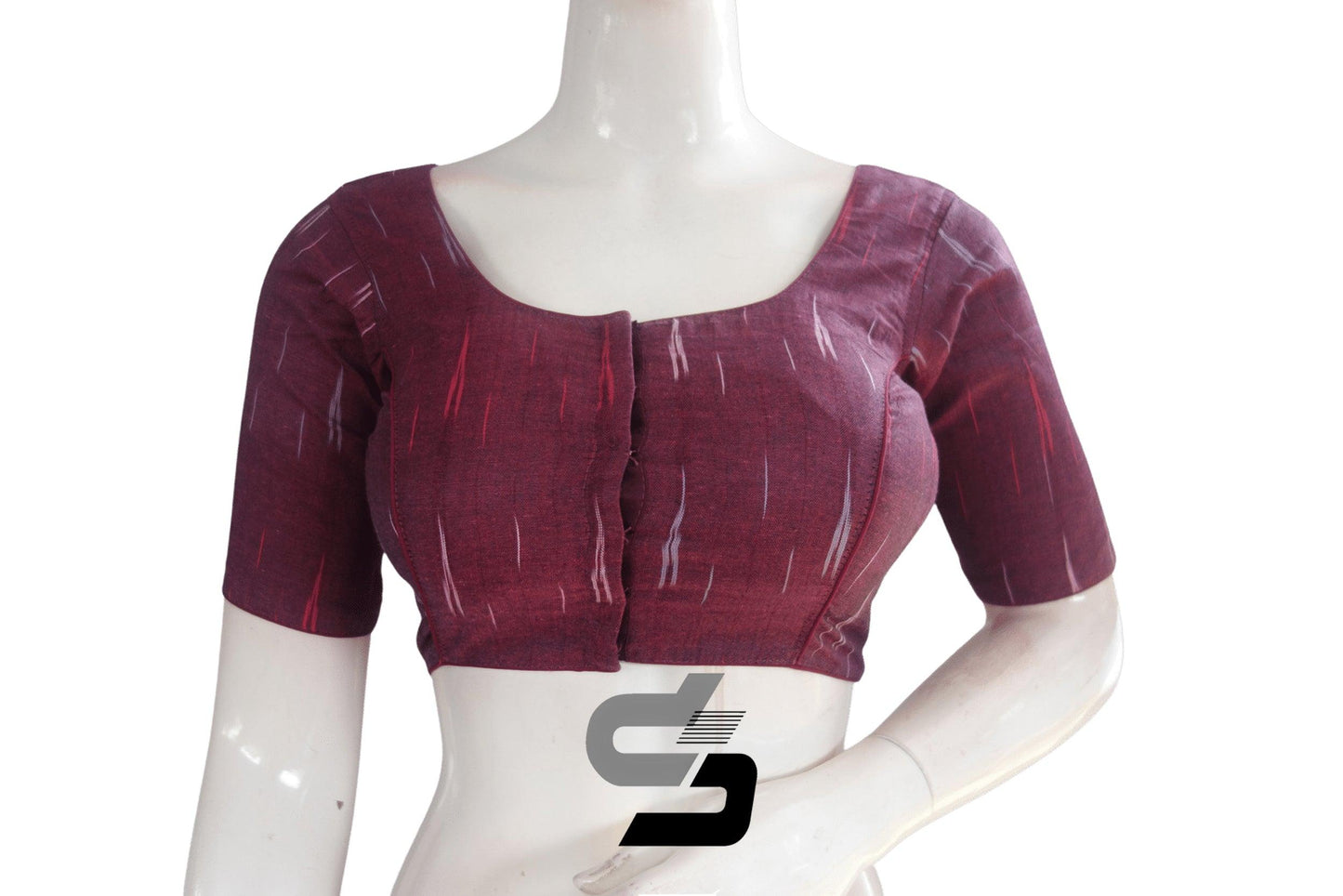 Dark Purple Color Ikkat Cotton Readymade Blouse - D3blouses