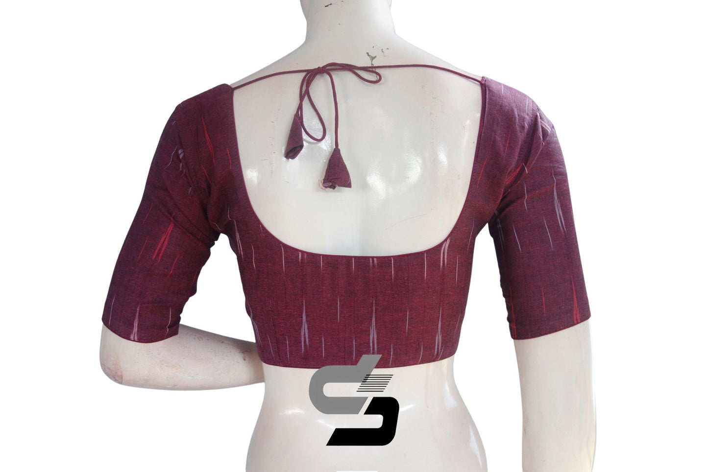Dark Purple Color Ikkat Cotton Readymade Blouse - D3blouses