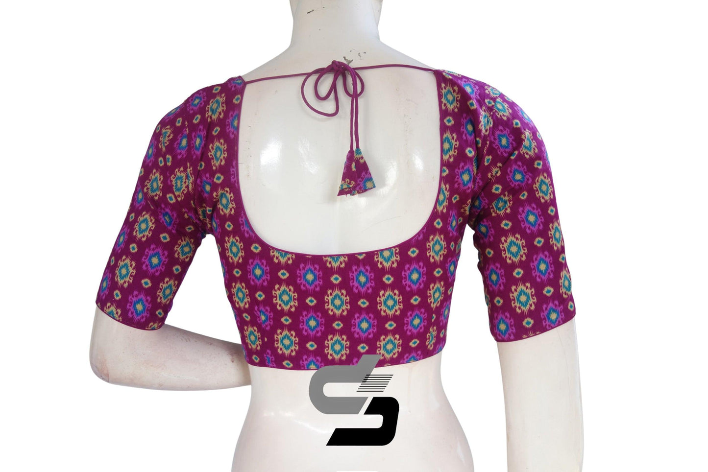 Purple Color Cotton Printed Readymade Saree Blouse - D3blouses