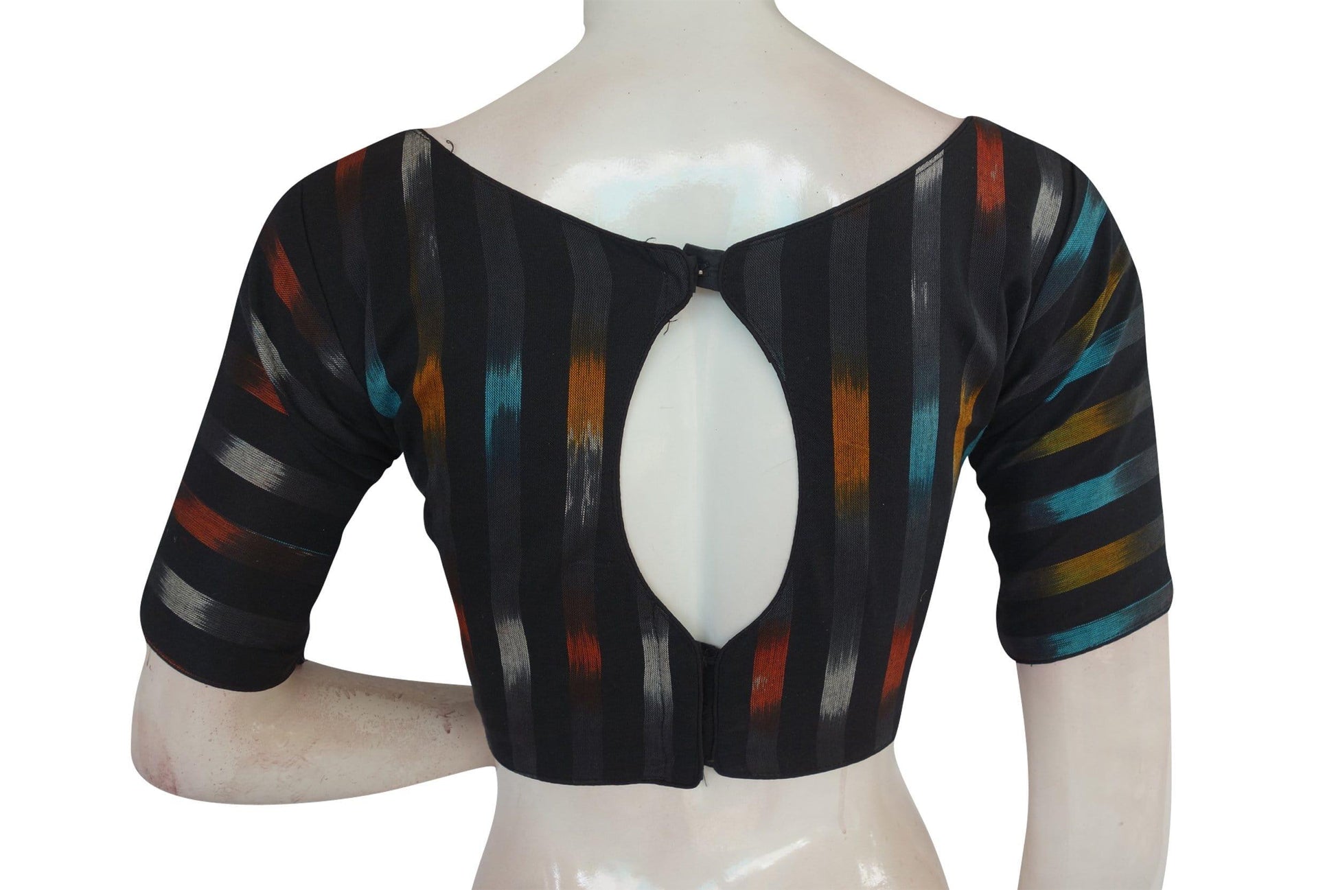 ikkat boat neck designer indian saree readymade blouses 20