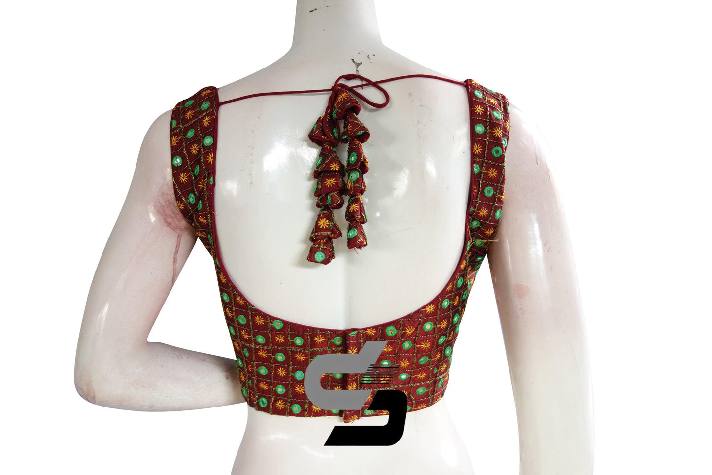 Maroon Color Designer Foil Mirror Embroidery Blouse With Tassels - D3blouses