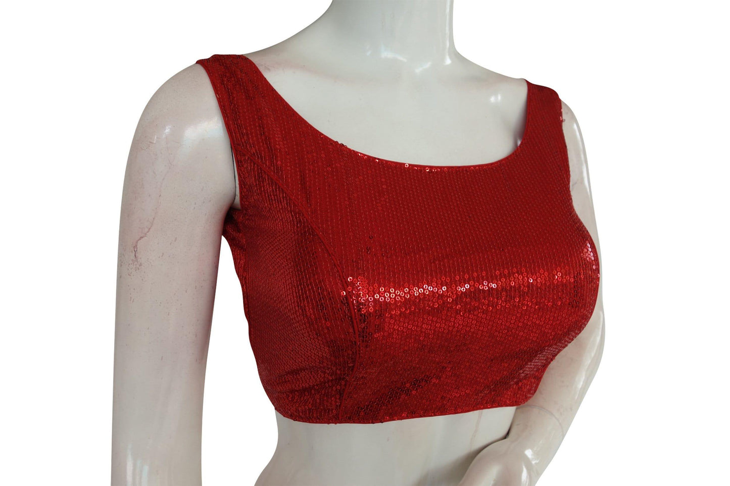 red color designer sequin georgette indian saree readymade blouse