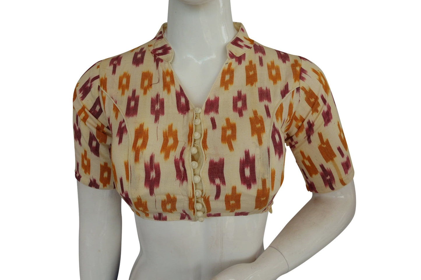 blue color ikkat collar readymade saree blouses indian readymade blouse crop top tunic top