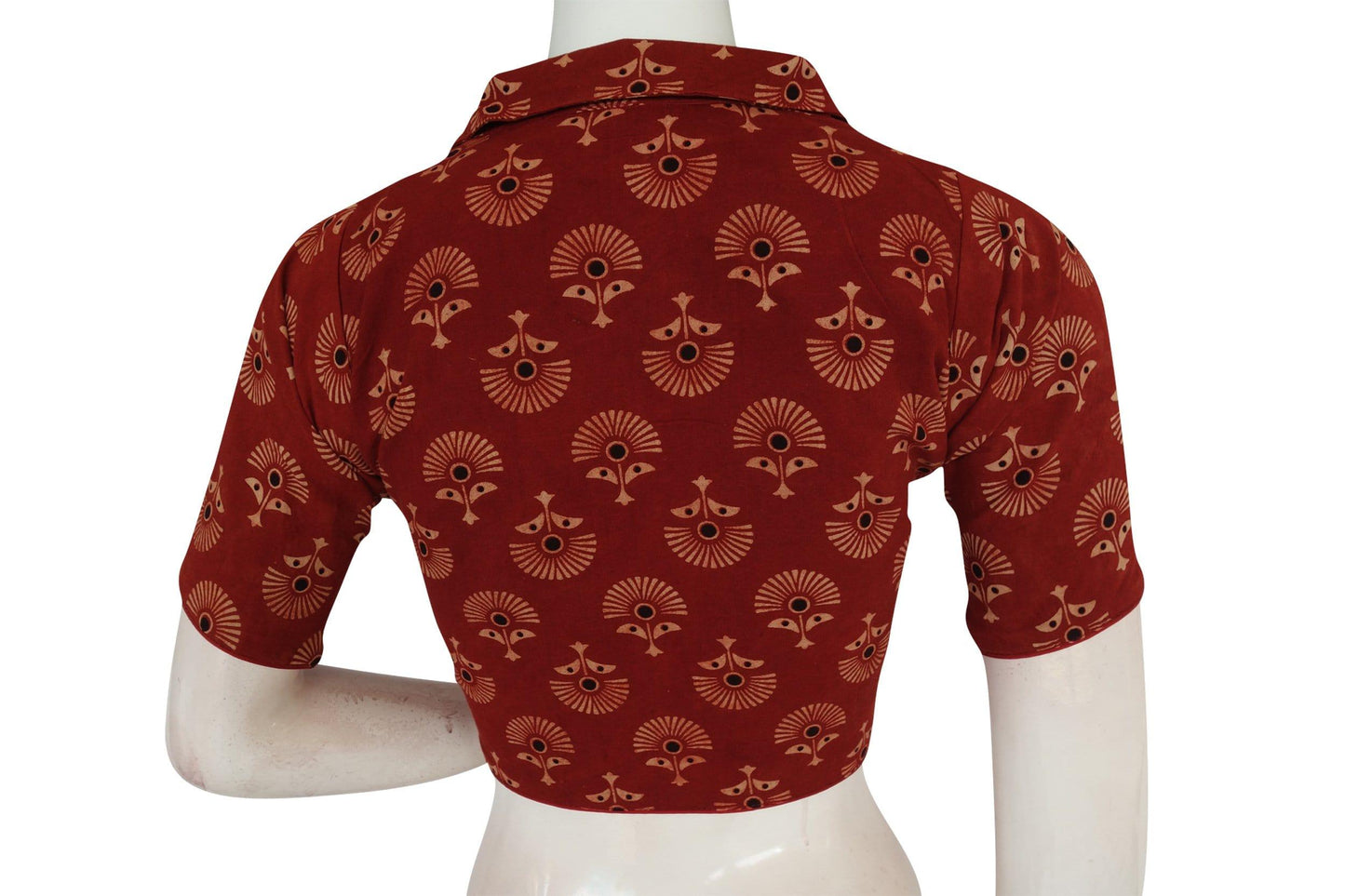 ajrakh cotton hand blocked indian saree readymade blouse 25