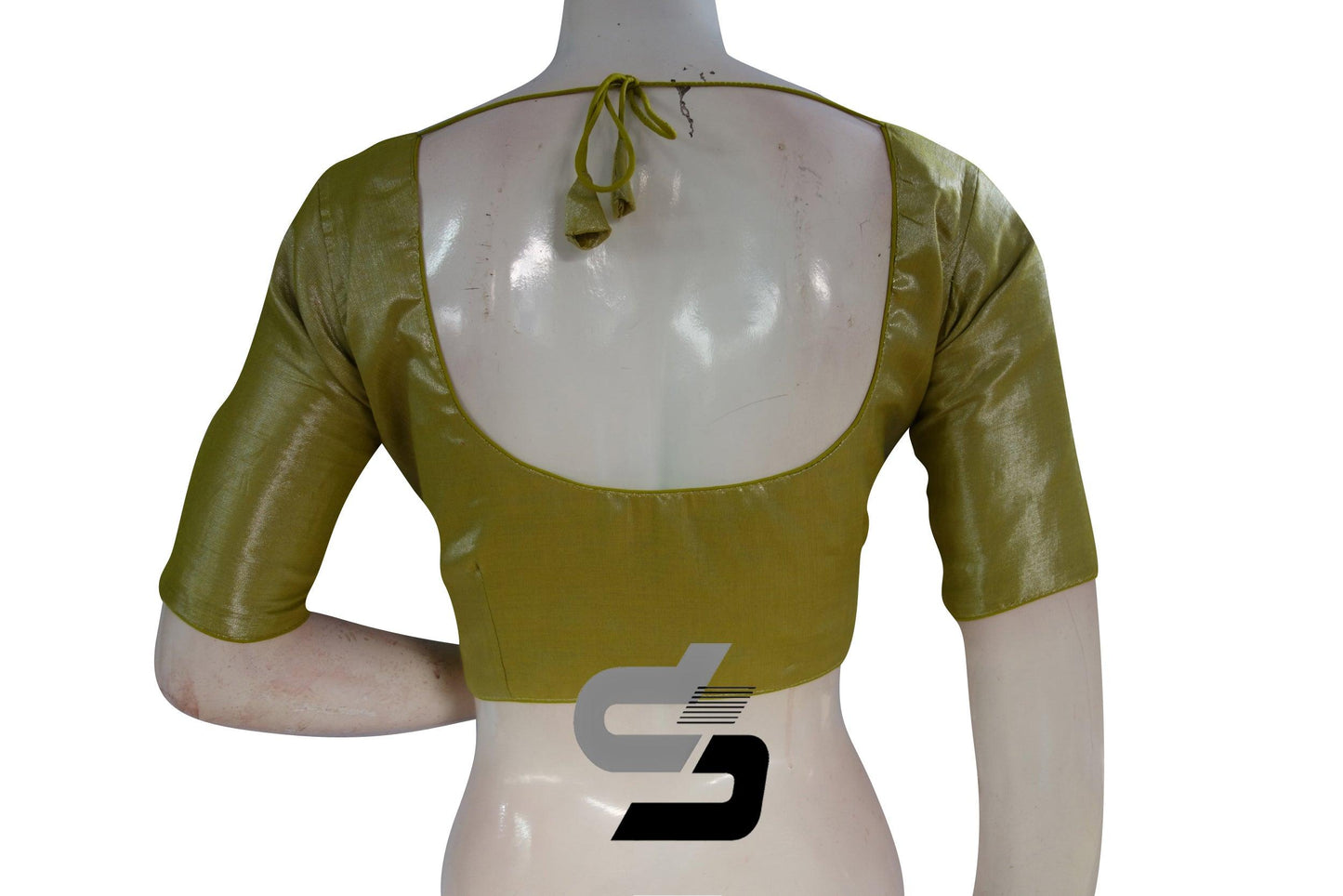 Pastel Green Color Plain Tissue Readymade Blouses With Matching Mask - D3blouses