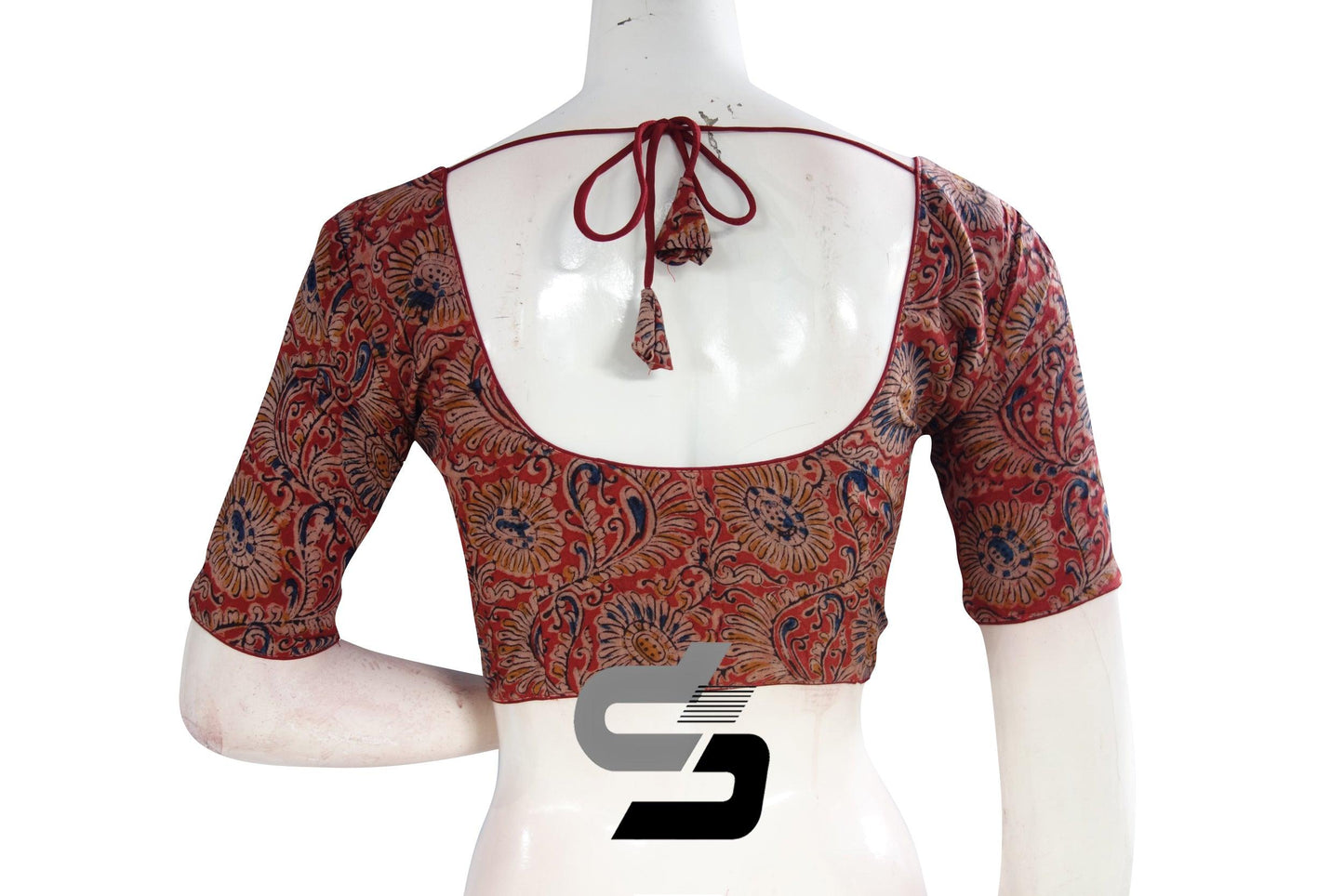 Kalamkari Cotton Readymade Saree Blouse, Indian Readymade Blouse,Crop top, Tunic top - D3blouses