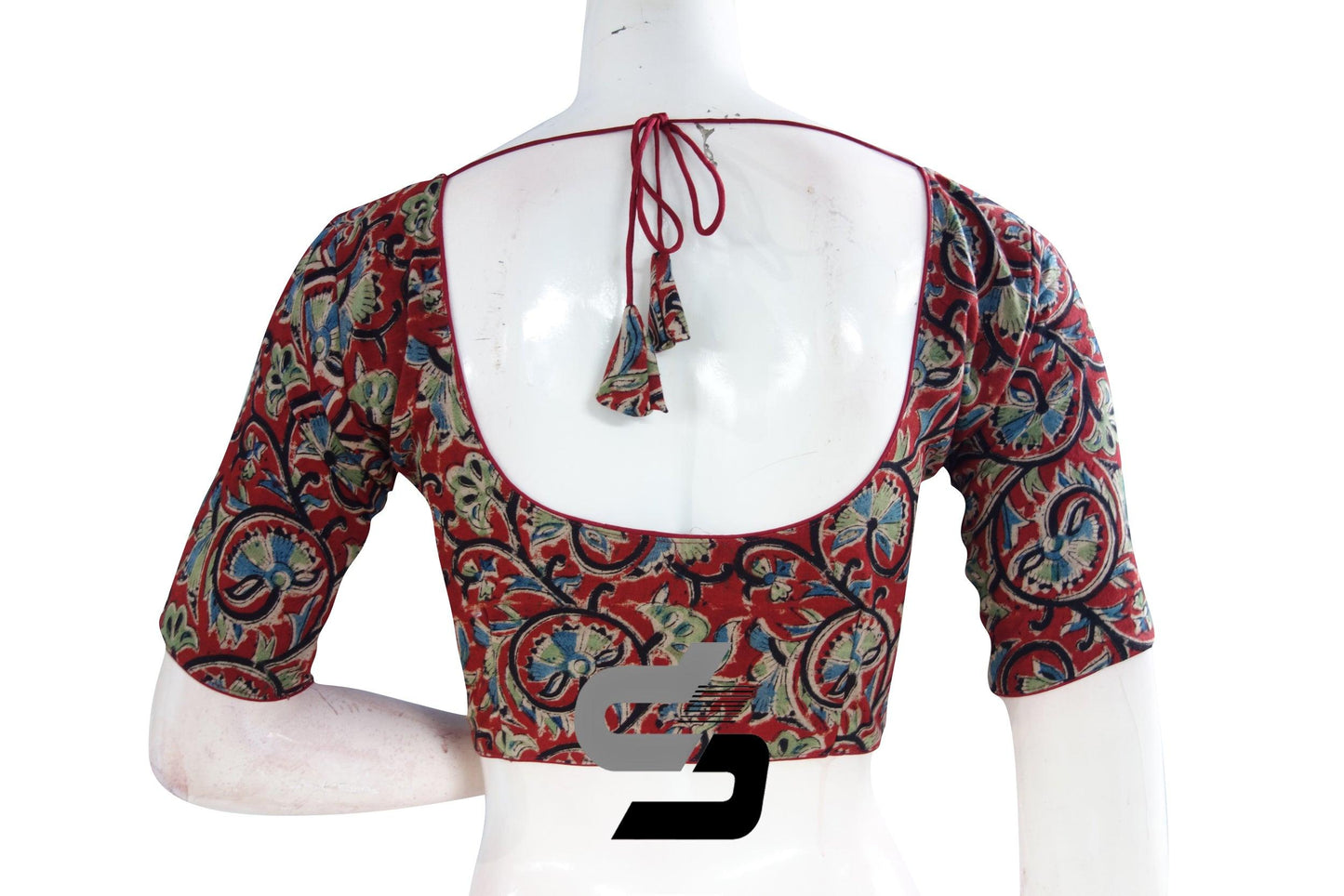 Kalamkari Cotton Readymade Saree Blouse, Indian Readymade Blouse,Crop top, Tunic top - D3blouses