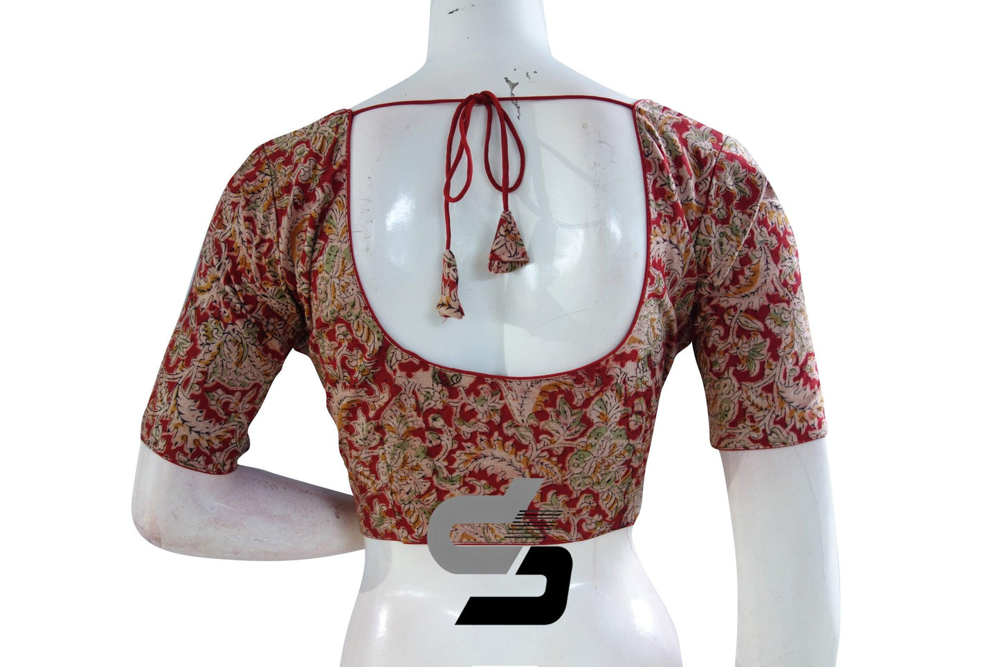 Kalamkari Cotton Readymade Saree Blouse, Indian Readymade Blouse,Crop top, Tunic top - D3blouses