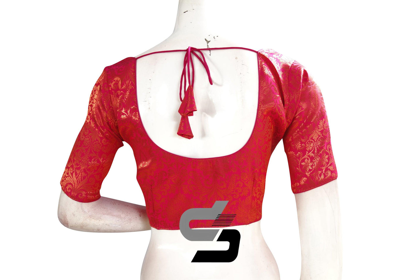 Pink Color Premium Brocade Silk Readymade Saree Blouse - D3blouses