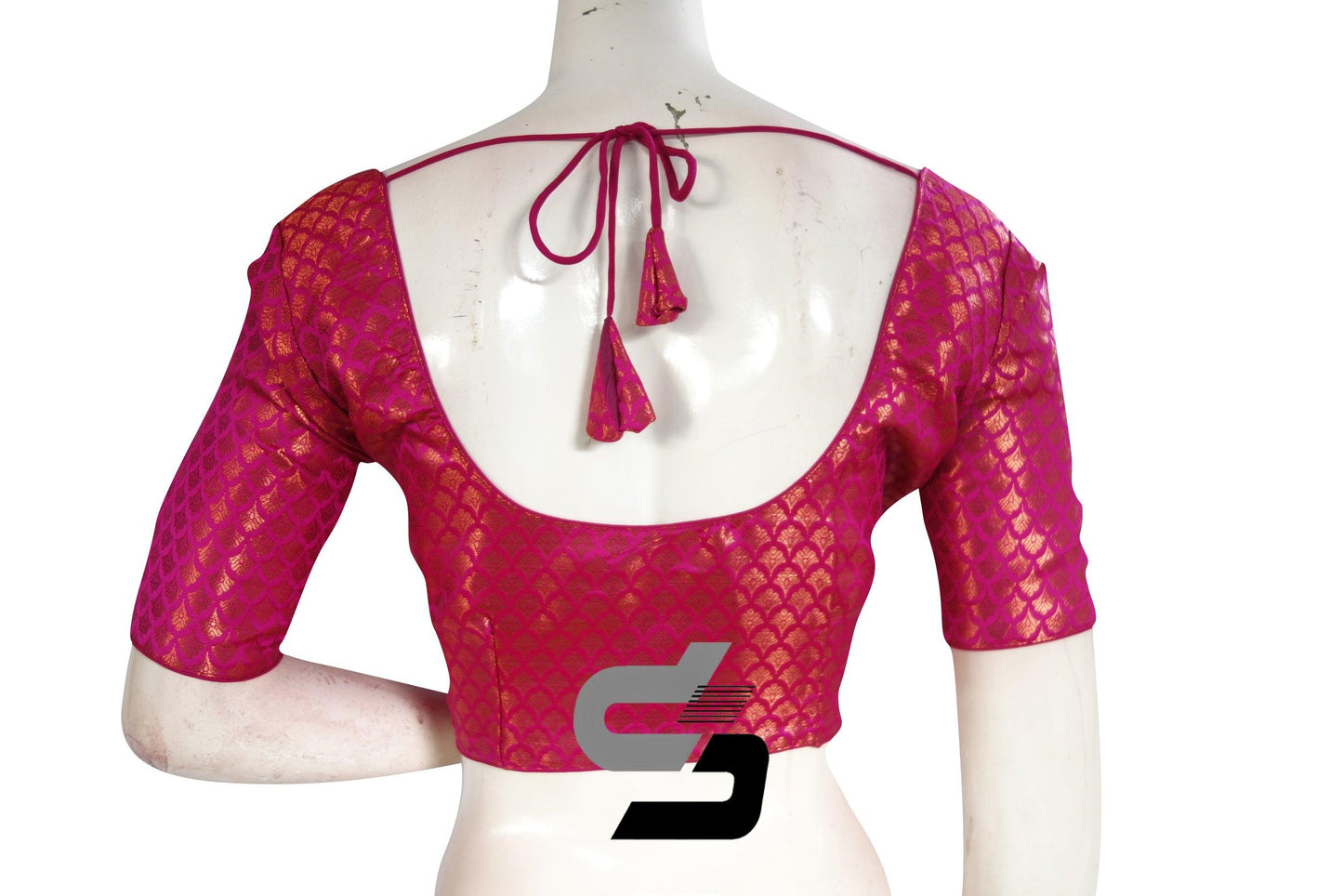 Pink Color Premium Brocade Silk Readymade Saree Blouse - D3blouses
