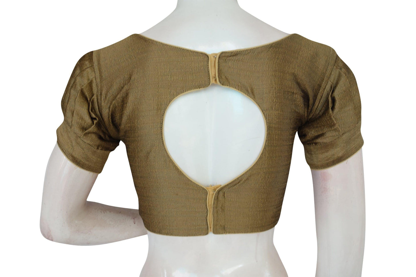 plain silk readymade saree blouse with puff sleeves