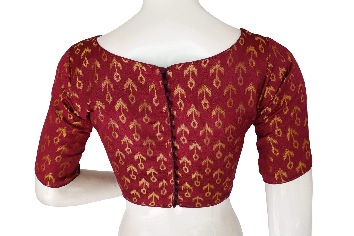 brocade silk designer boat neck readymade saree blouse with potli button 9