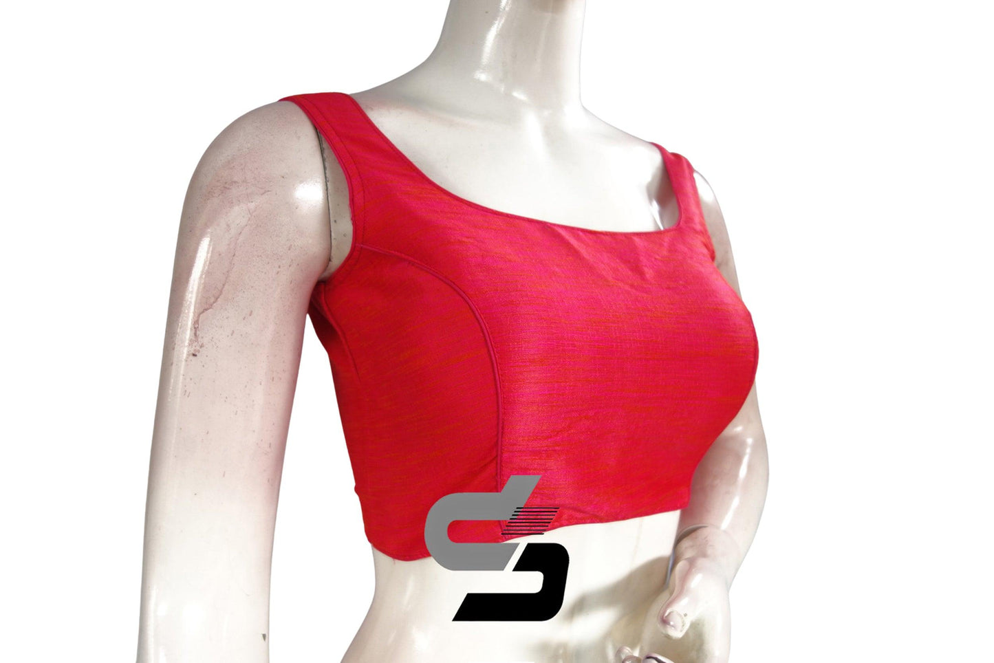 Peach Pink Color Plain Semi Silk designer Readymade Saree Blouse - D3blouses