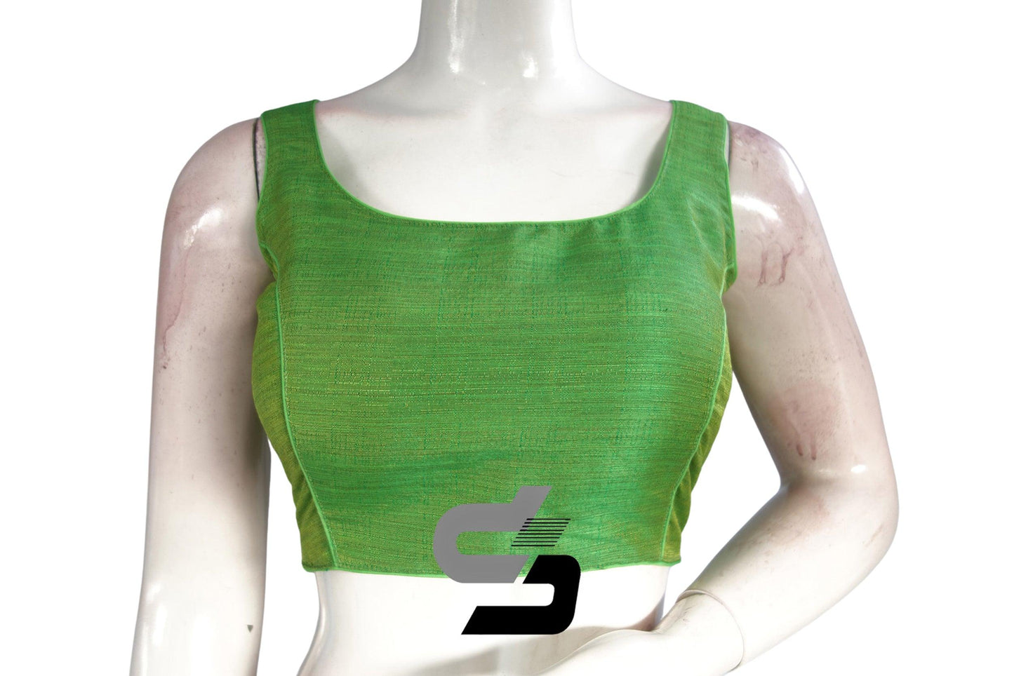 Green Color Plain Semi Silk designer Readymade Saree Blouse - D3blouses