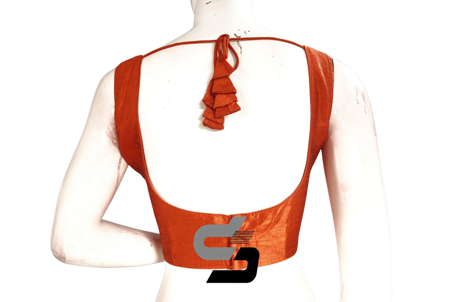 Terracotta Charm: Elevate Your Style with This Plain Semi Silk Designer Readymade Saree Blouse. Effortlessly Chic and Versatile, Perfect for Any Occasion. Add a Touch of Warmth and Elegance to Your Saree Ensemble with Terracotta Charm.