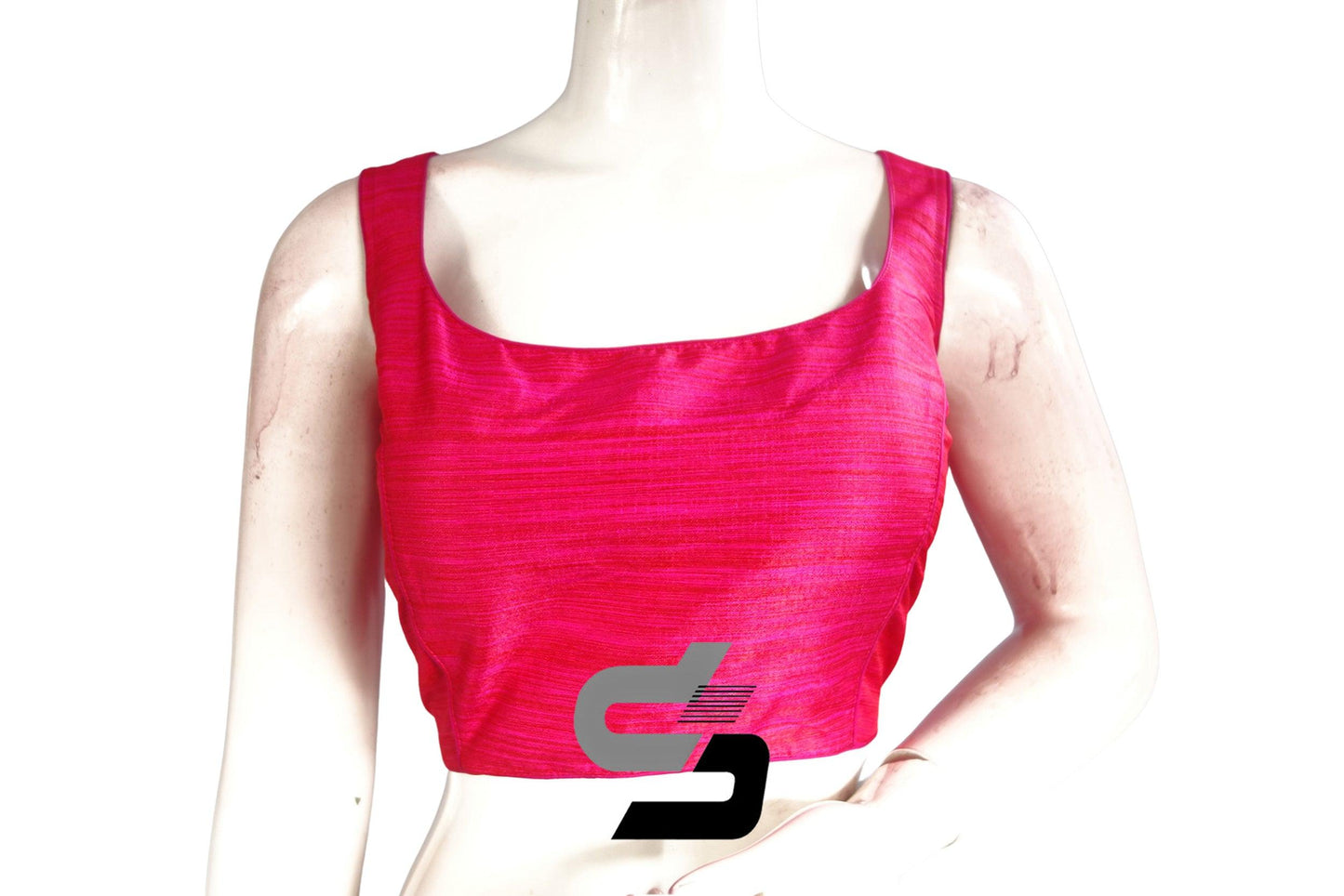 Pink Color Plain Semi Silk designer Readymade Saree Blouse - D3blouses