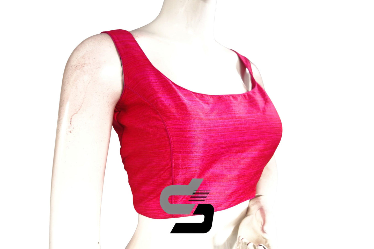 Pink Color Plain Semi Silk designer Readymade Saree Blouse - D3blouses