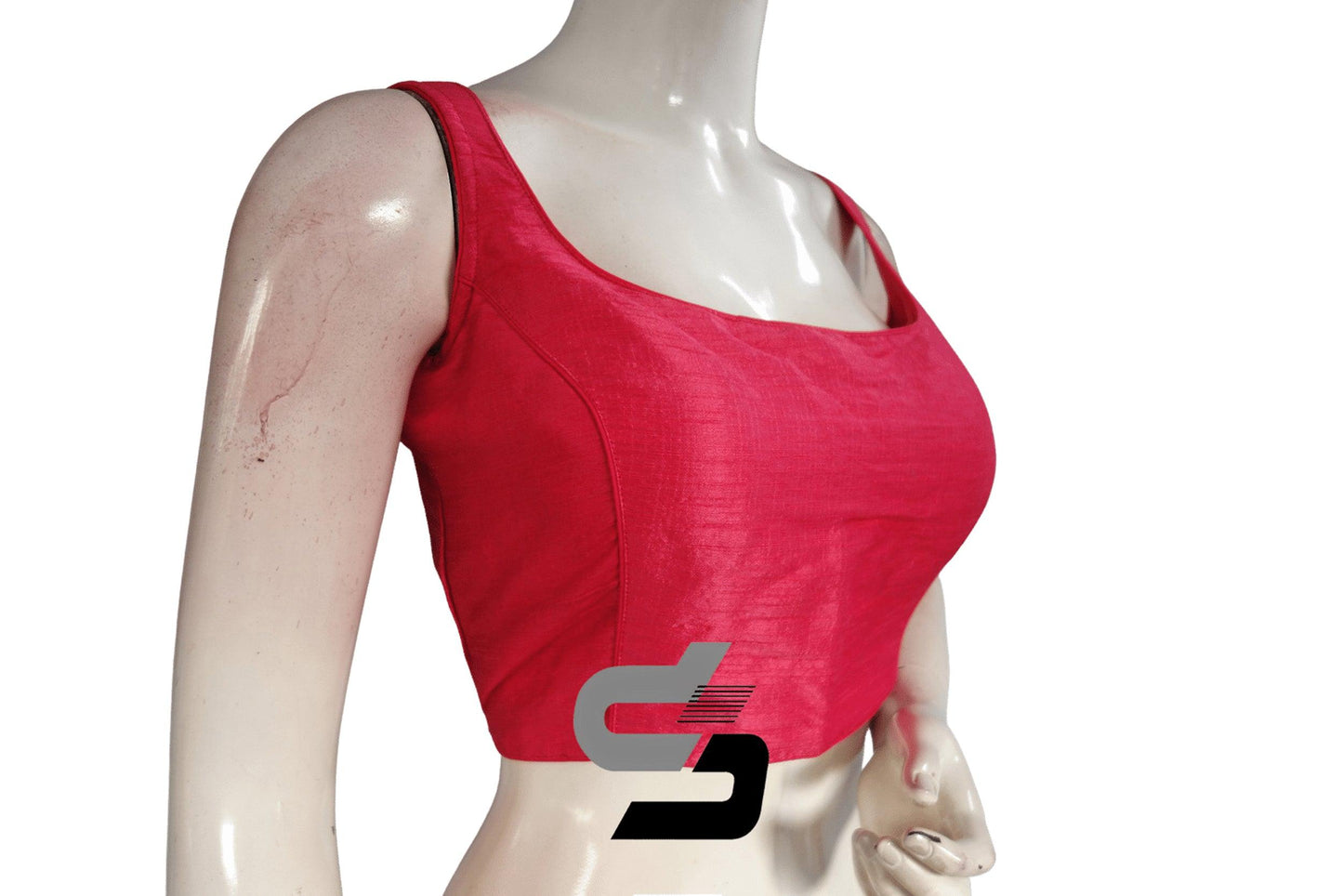 Peach Pink Color Plain Semi Silk designer Readymade Saree Blouse - D3blouses