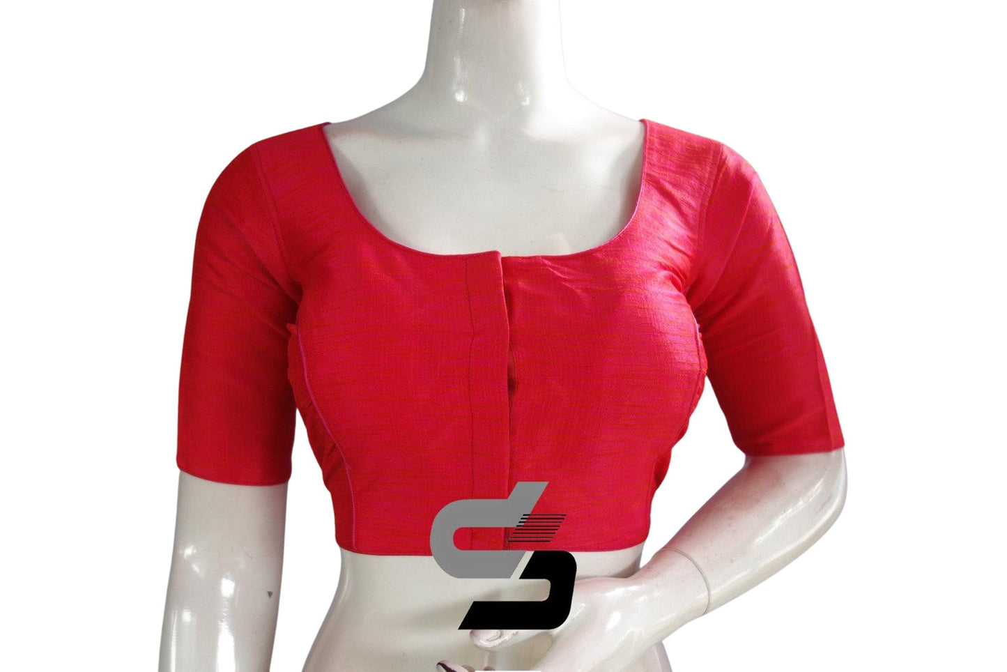 Peach Pink Color Plain Semi Silk Readymade Saree Blouse, Indian Readymade Blouse - D3blouses