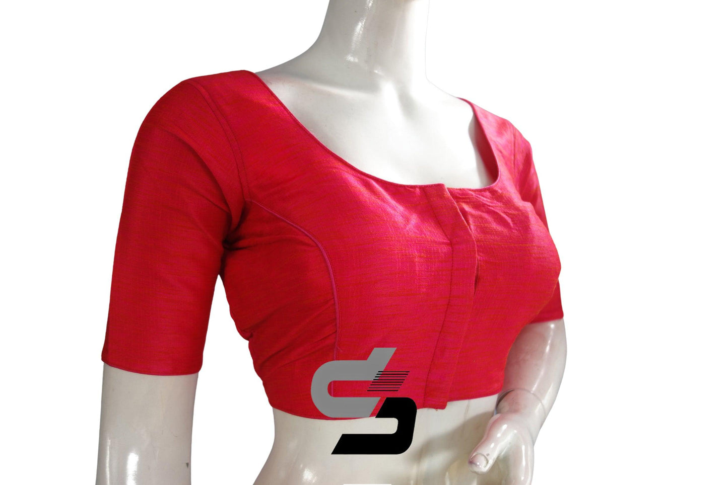 Peach Pink Color Plain Semi Silk Readymade Saree Blouse, Indian Readymade Blouse - D3blouses