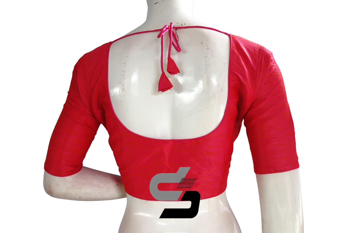 Peach Pink Color Plain Semi Silk Readymade Saree Blouse, Indian Readymade Blouse - D3blouses